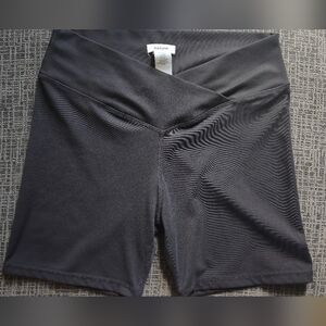 Garage black cross over waist biker short